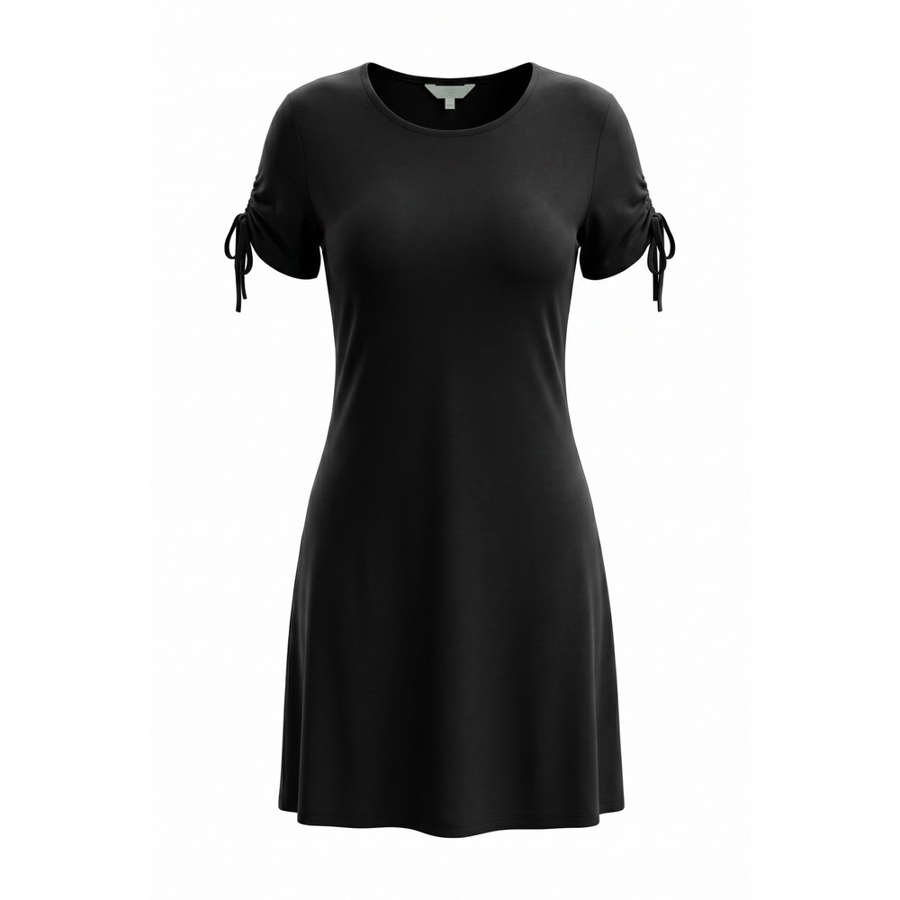 Terra & Sky Womens Black Soot Ruched Tie Sleeve T-Shirt Dress 0X 14W TS29532SO